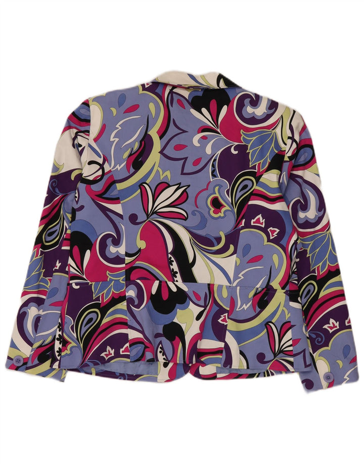 Jachetă Nygard pentru femei, cu 3 nasturi, US 16, 2XL, bumbac cu flori albastre