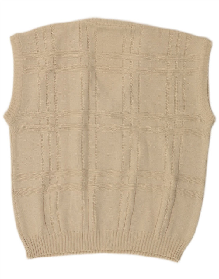 VINTAGE Vestă pentru bărbați Tank Top IT 52/54 Mare Poliacrilic alb catifelat