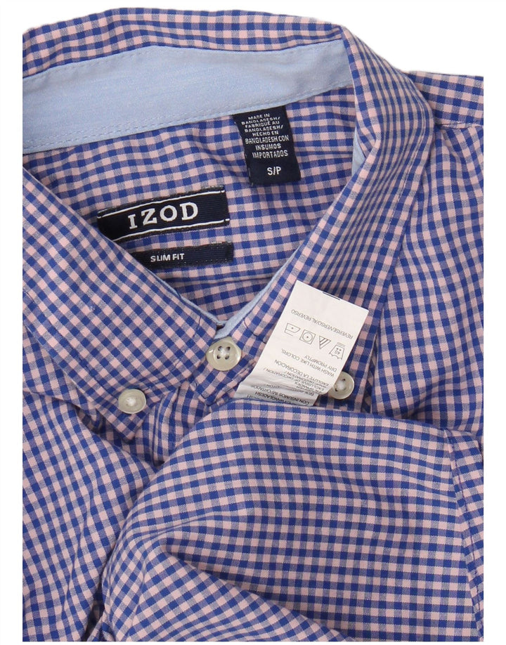 Cămașă IZOD pentru bărbați, slim fit, din bumbac, albastru Gingham