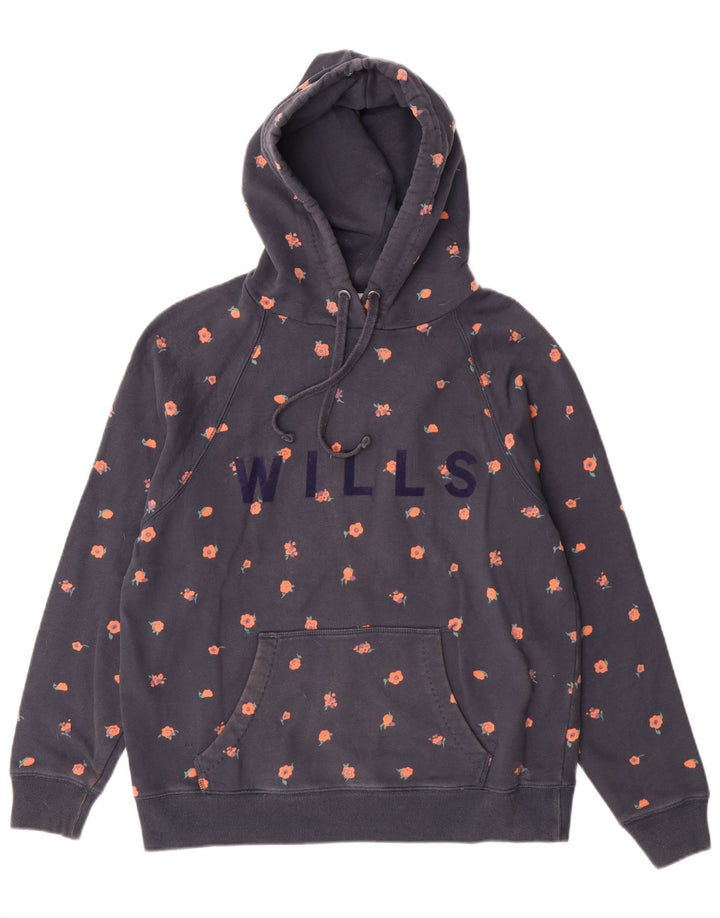 Jack Wills Pulover cu glugă cu grafic pentru femei UK 12 Medium, bleumarin, bumbac