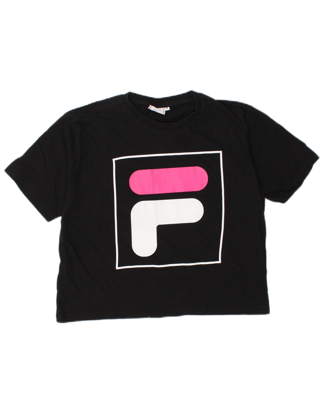 Tricou Crop Graphic Fila pentru femei Top UK 12 Medium Black Bumbac