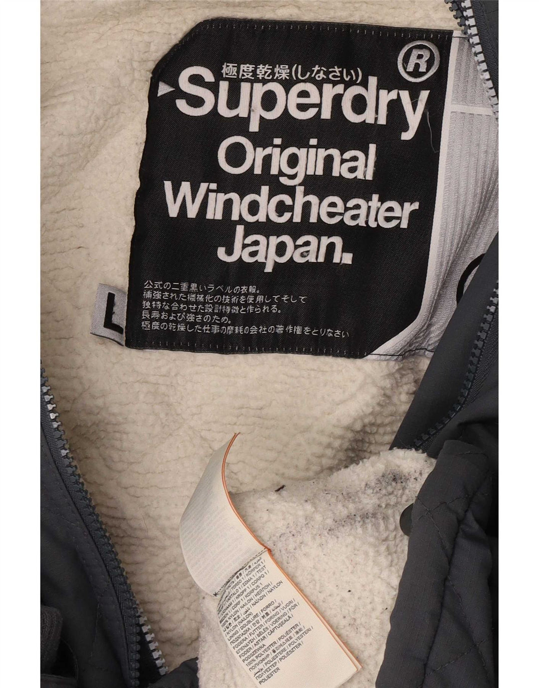 Jachetă Windbreaker cu glugă Superdry pentru femei UK 40, mare, gri