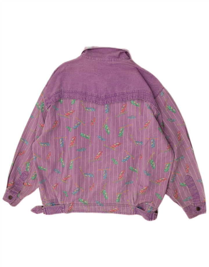 Jachetă din denim pentru femei Tintoretto, cu model abstract, EU 42, mare, violet, retro