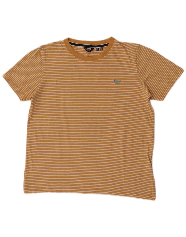 Tricou supradimensionat pentru femei Superdry Top UK 10 Small Yellow Pinstripe Bumbac