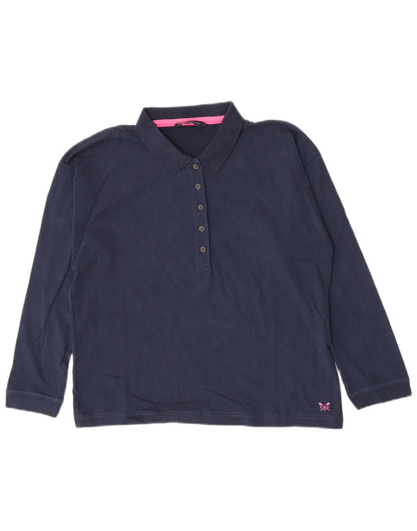 Crew Clothing Tricou polo cu mânecă lungă pentru femei UK 12 Medium Bleumarin