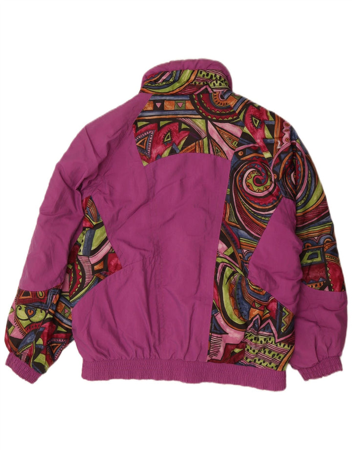 Jachetă de vânt supradimensionată vintage pentru femei UK 12 Medium Purple Geometric