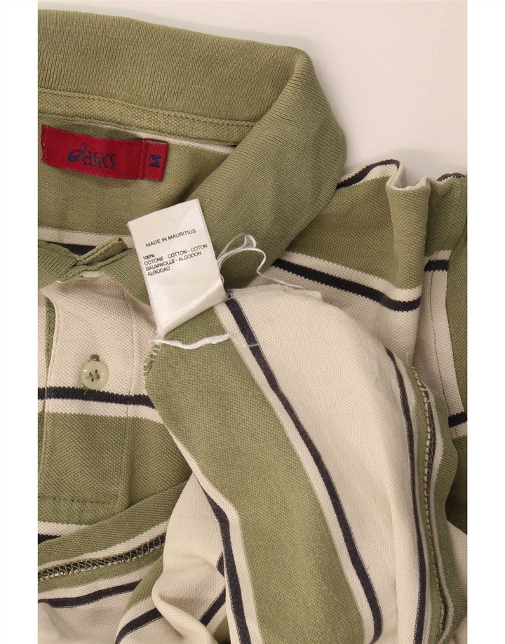 Tricou polo Asics pentru bărbați, bumbac cu dungi kaki mediu