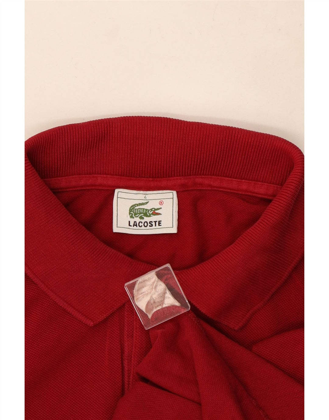 Tricou polo pentru bărbați Lacoste cu mânecă lungă, mărime 4, bumbac roșu mediu