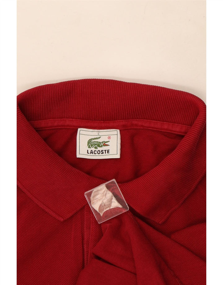 Tricou polo pentru bărbați Lacoste cu mânecă lungă, mărime 4, bumbac roșu mediu