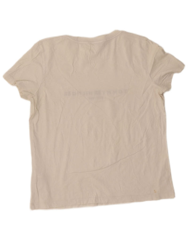 Tricou grafic Tommy Hilfiger pentru femei Top UK 14 Bumbac alb mediu