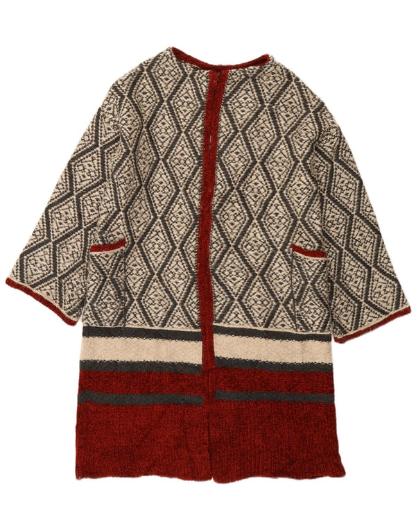 Pulover cardigan deschis pentru femei Zara UK 14 Medium Bej Geometric