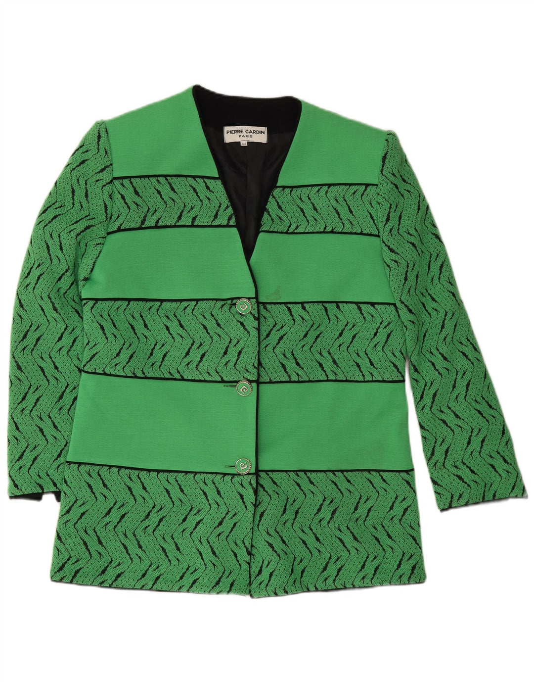 Jachetă pentru femei Pierre Cardin cu 3 nasturi EU 44 XL Lână geometrică verde