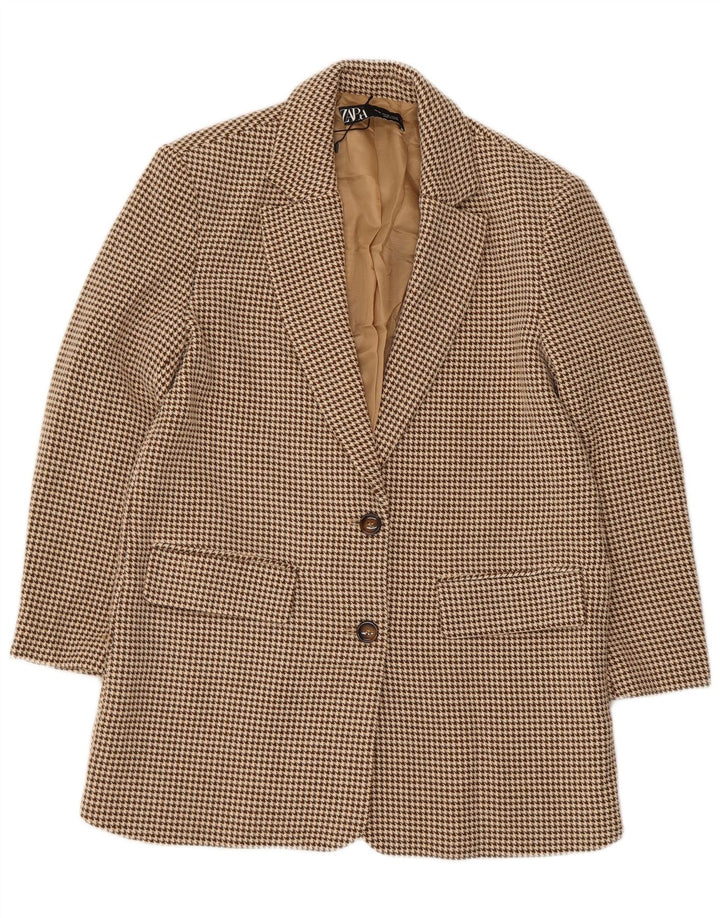 Blazer supradimensionat pentru femei Zara, cu 2 nasturi, UK 6 XS, bej, picior de gală