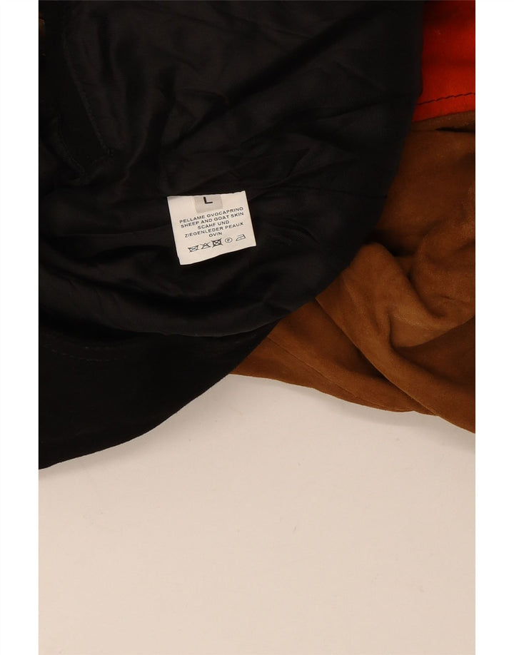 Jachetă de motociclist de piele de căprioară pentru femei UK 16, mare, multicoloră