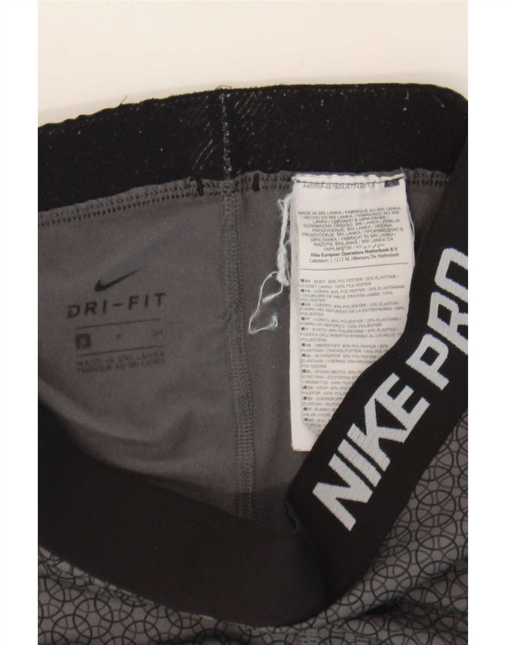Leggings cu grafică Nike Dri Fit pentru femei UK 8 Small Gri Geometric Poliester