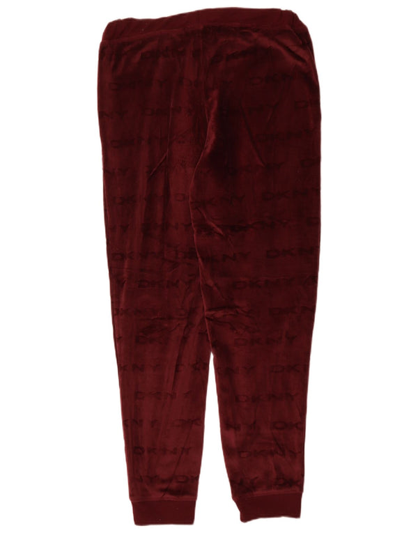 DKNY Pantaloni de trening grafic pentru femei Pantaloni de jogging UK 10 Small Burgundy