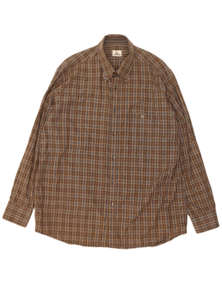 Cămașă bărbați Lacoste Mărimea 45 XL Bumbac cu carouri maro