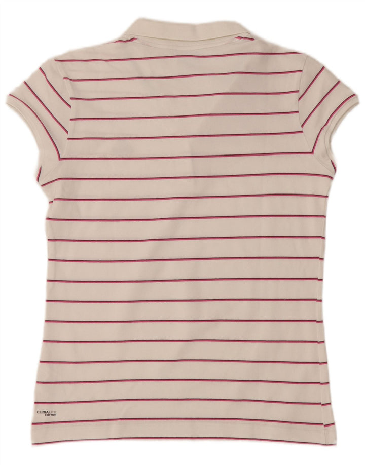 Tricou polo ADIDAS Clima 365 pentru femei UK 16, bumbac mare cu dungi albe