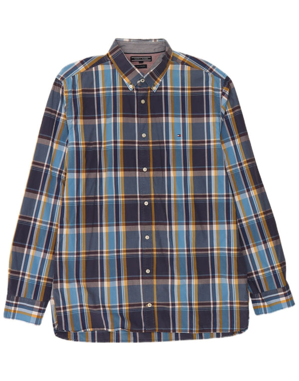 Cămașă pentru bărbați Tommy Hilfiger New York Fit XL, bumbac cu carouri bleumarin