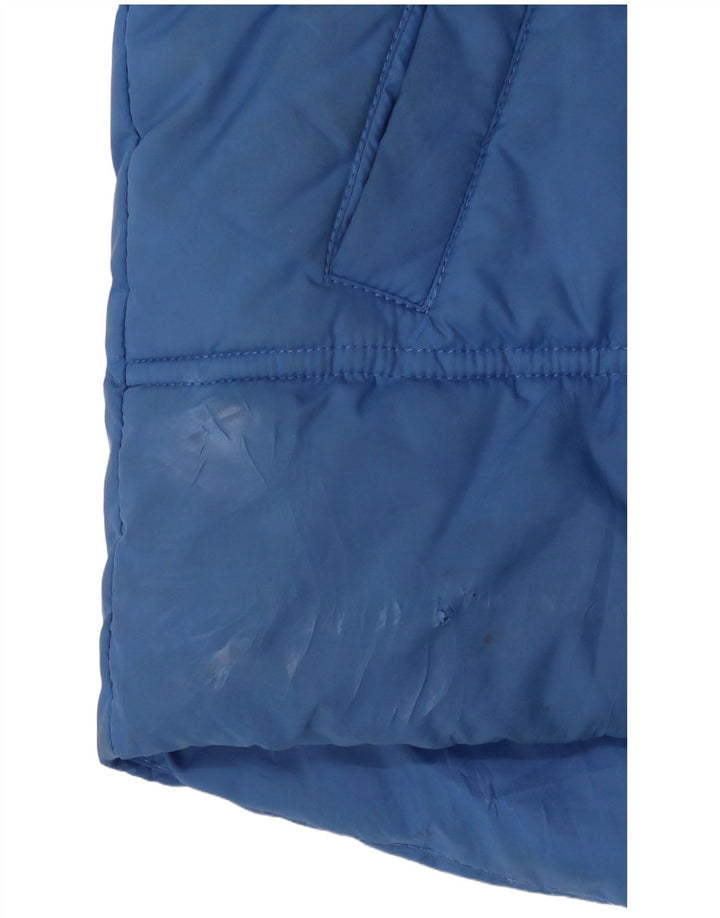 Gilet căptușit cu glugă Benetton pentru băieți 11-12 ani, mare, albastru, poliester