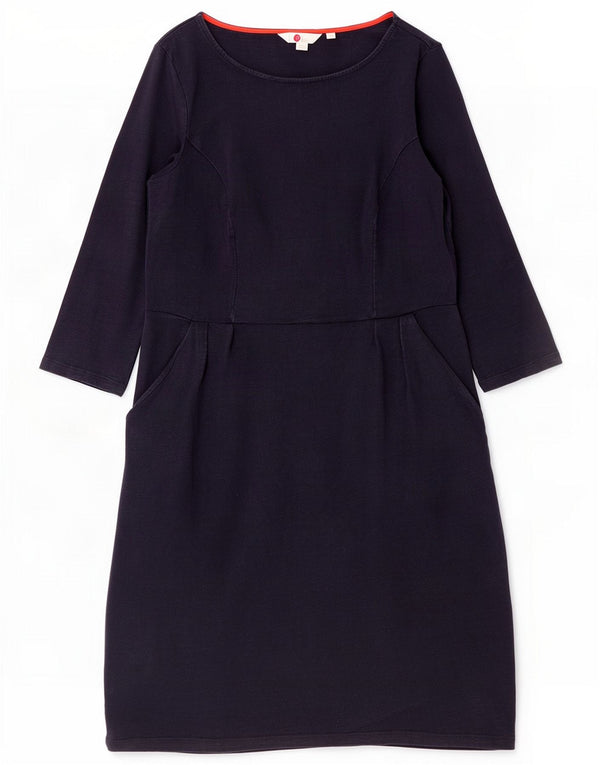 Rochie Boden pentru femei cu mâneci 3/4, UK 12, bumbac bleumarin mediu