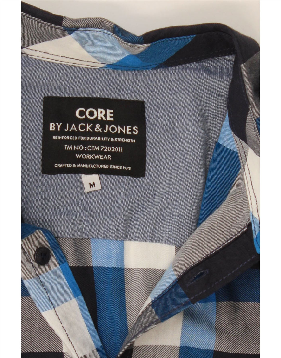 JACK & JONES Mens Flannel Shirt Medium Navy Blue Check Cotton Vintage Jack & Jones and Second-Hand Jack & Jones from Messina Hembry 