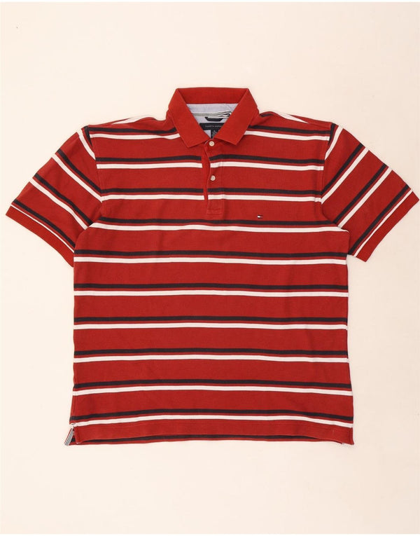 Tricou polo Tommy Hilfiger pentru bărbați XL, bumbac cu dungi roșii