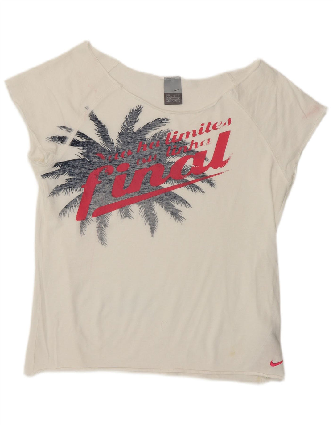 NIKE Womens Graphic T-Shirt Top UK 14/16 Large White Cotton Vintage Nike and Second-Hand Nike from Messina Hembry 