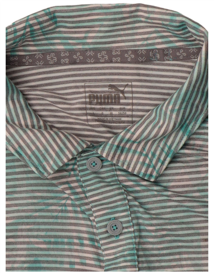 Tricou polo pentru bărbați PUMA XL verde cu dungi