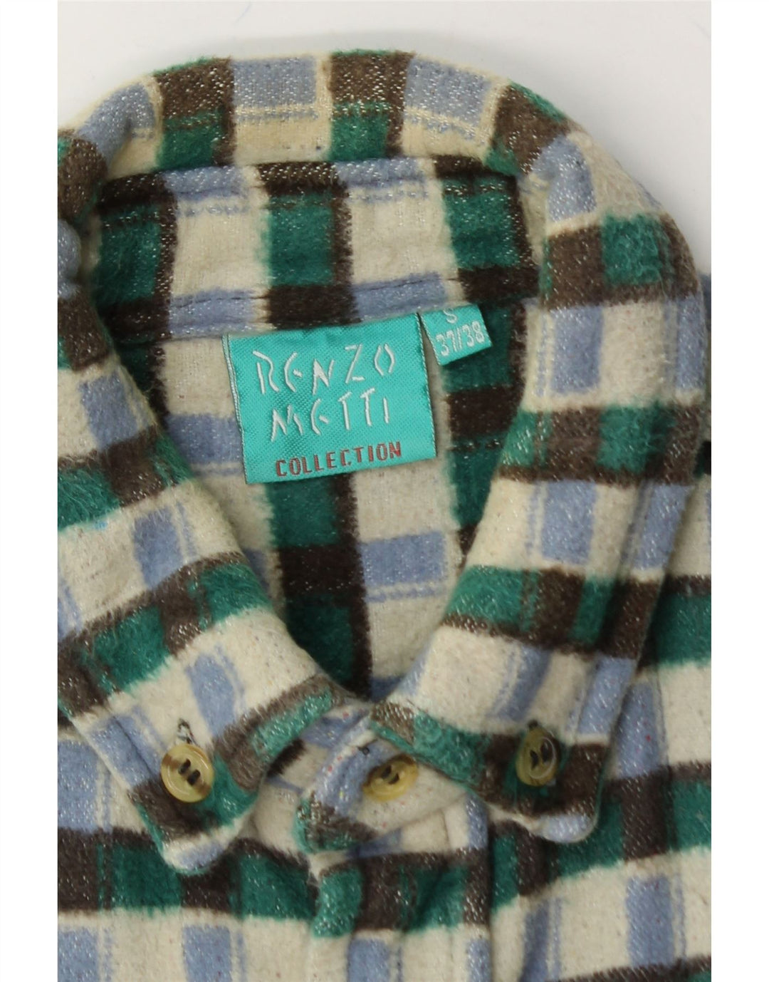 VINTAGE Mens Flannel Shirt Small Green Check Cotton Vintage Vintage and Second-Hand Vintage from Messina Hembry 