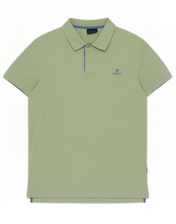 Tricou polo pentru bărbați Gant, bumbac verde mediu