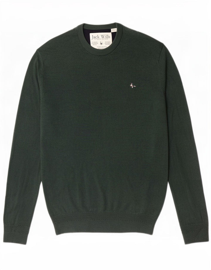 Pulover Jack Wills pentru bărbați cu gât roșu, bumbac verde mic