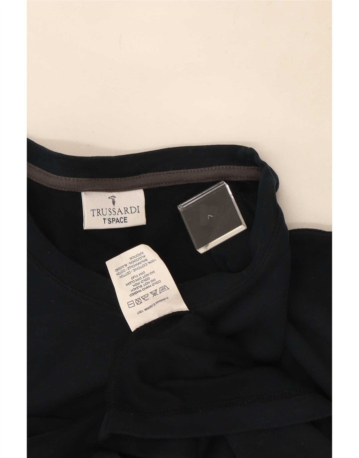 Trussardi Top pentru bărbați cu mânecă lungă mare, bleumarin, bumbac cu dungi