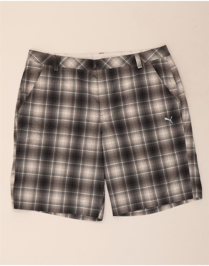 Pantaloni scurți chino pentru bărbați Puma W40 XL, poliester cu carouri gri