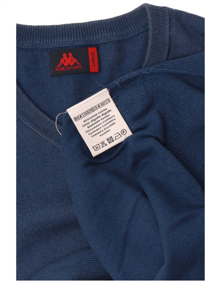 Pulover pentru bărbați Kappa cu decolteu în V, mare, albastru, bumbac