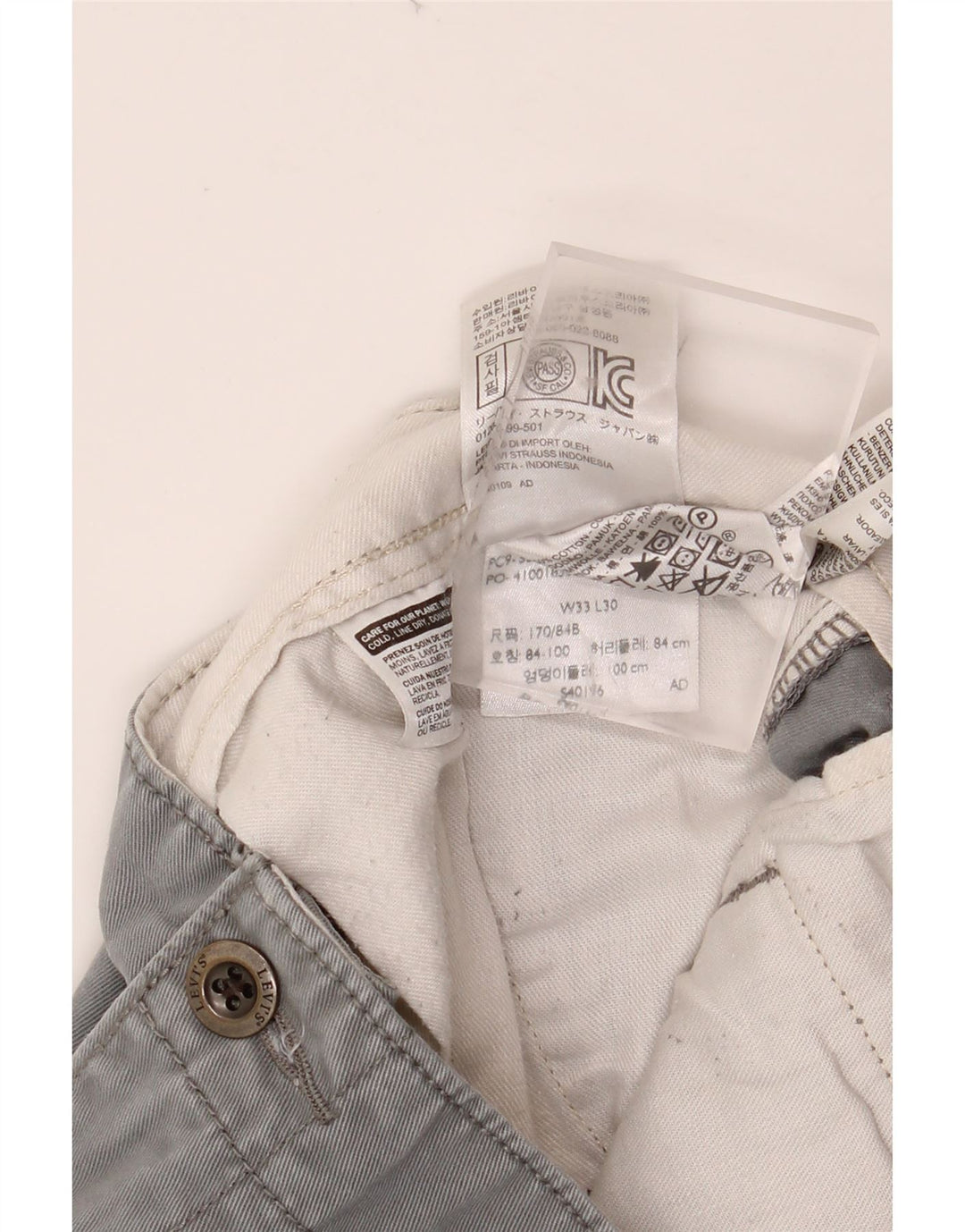 Pantaloni chino drepți pentru bărbați LEVI'S L33 L30 bumbac gri