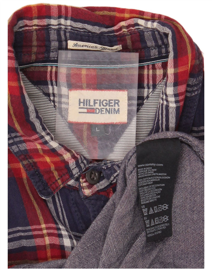 Cămașă de flanel pentru bărbați TOMMY HILFIGER, din bumbac cu carouri, albastru bleumarin