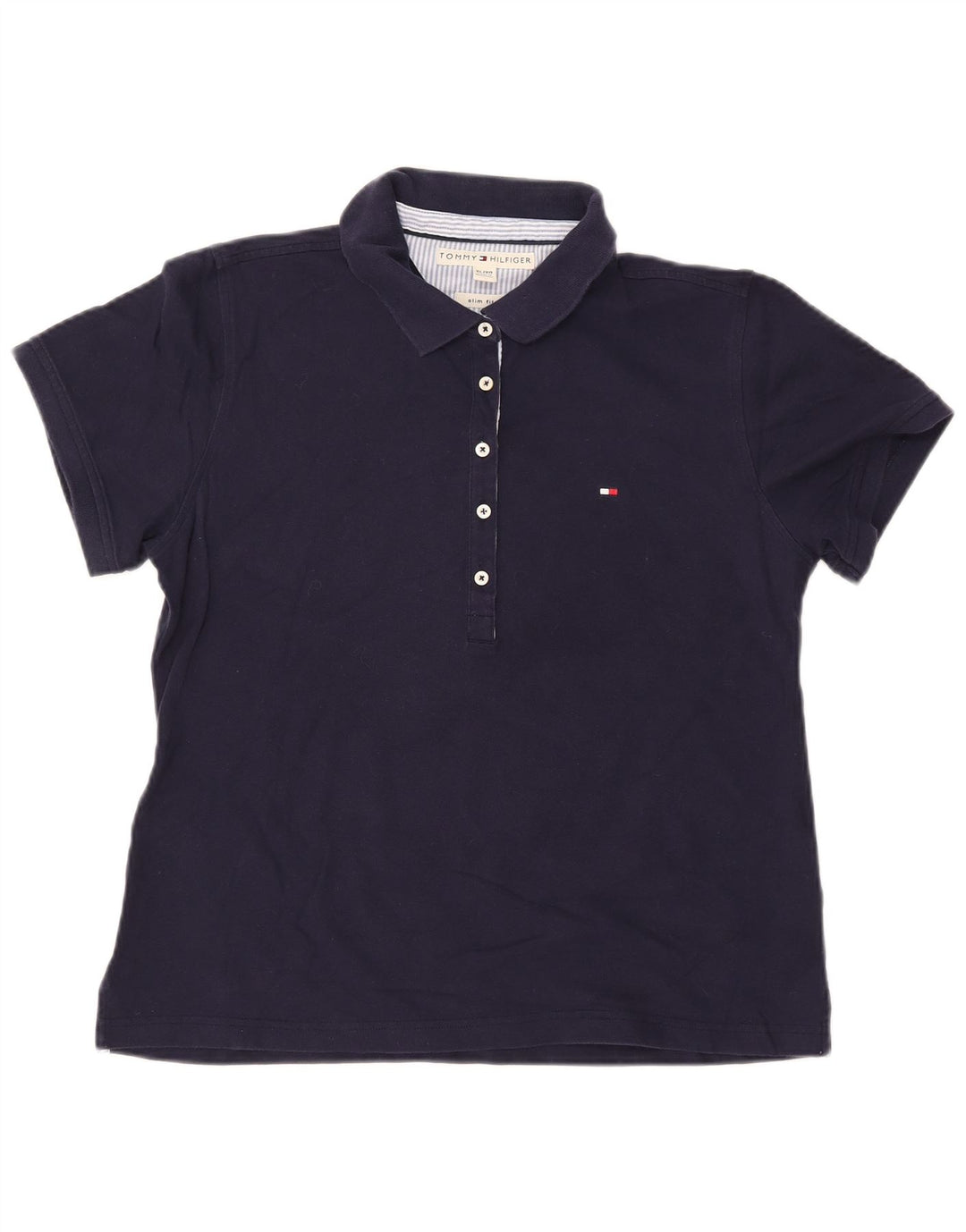 TOMMY HILFIGER Tricou polo slim pentru femei UK 18 XL Bumbac bleumarin