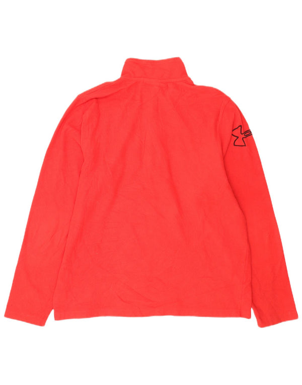 Pulover pentru bărbați Under Armour, cu grafică, cu fermoar și gât, poliester roșu mare