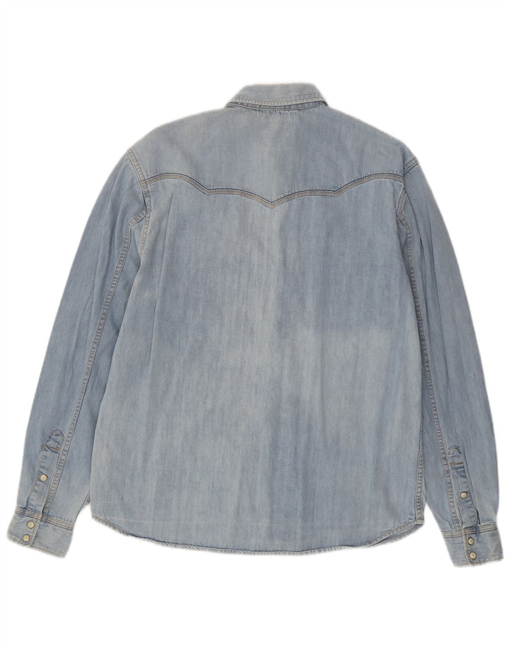 WRANGLER Cămașă casual din denim pentru bărbați, bumbac albastru mic