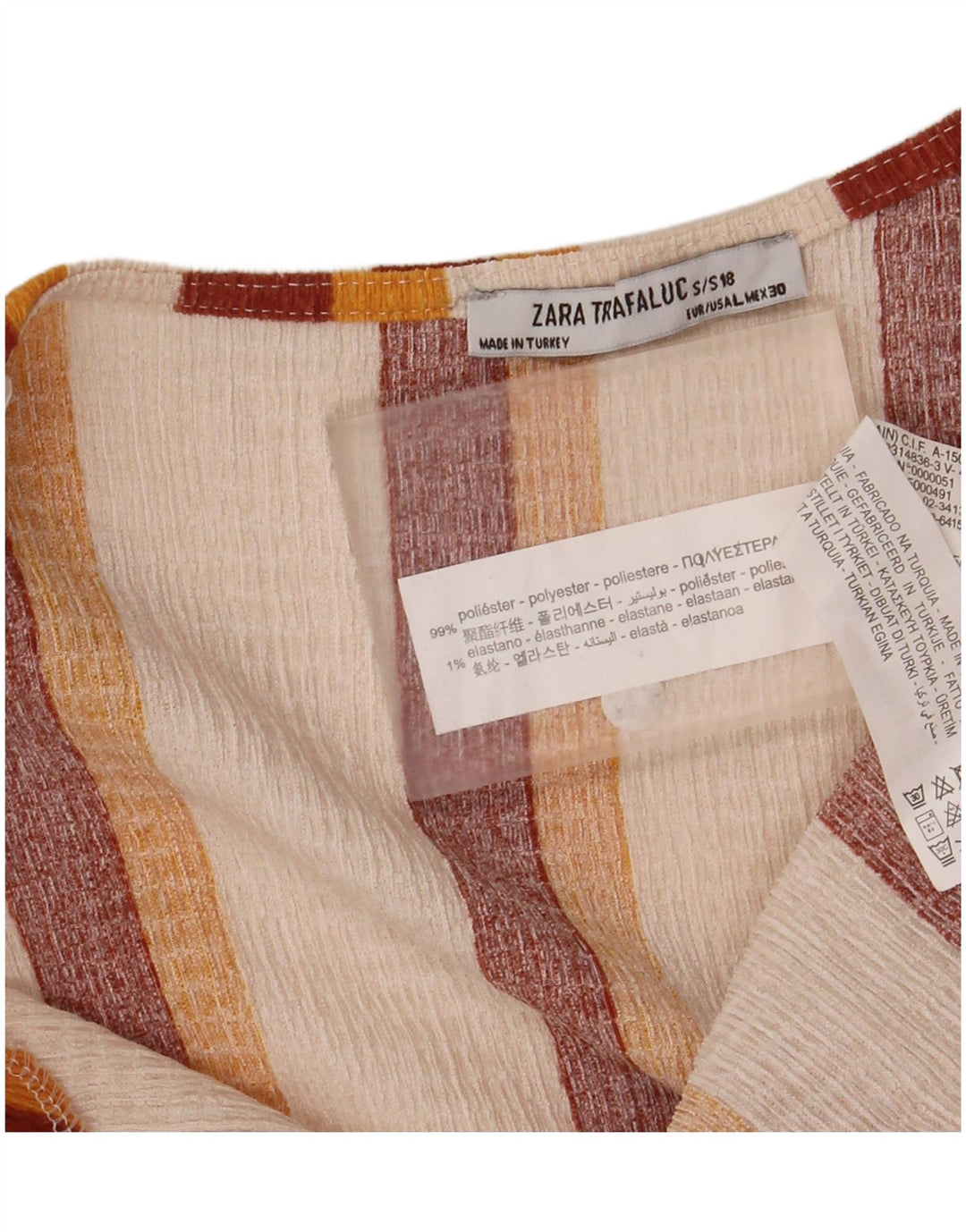 Bluză Trafaluc pentru femei Zara UK 14, mare, poliester cu dungi alb