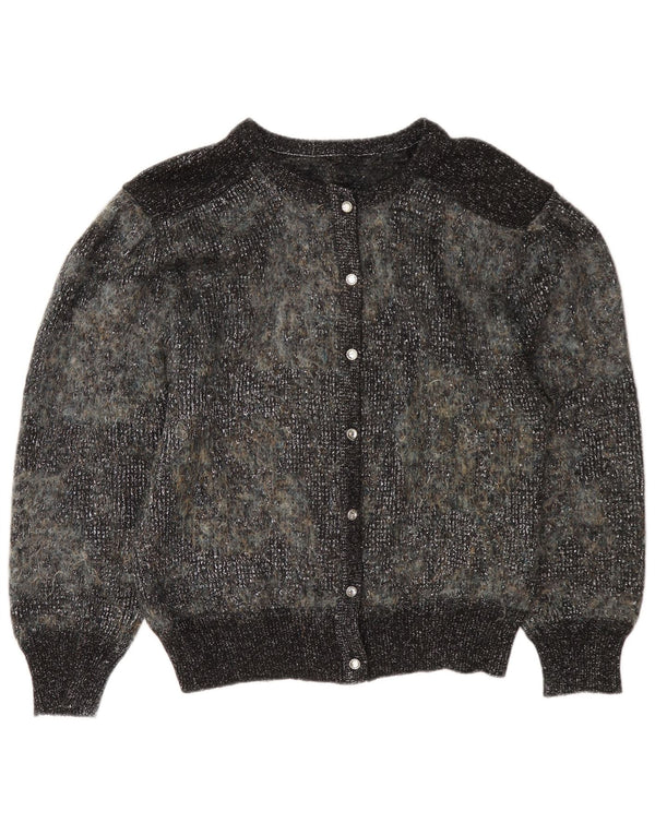 Pulover Cardigan Vintage pentru Damă UK 12 Medium Gri Mohair Mohair
