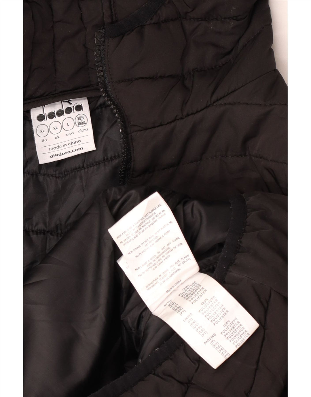 Jachetă căptușită cu glugă Diadora pentru bărbați UK 42 XL poliester negru
