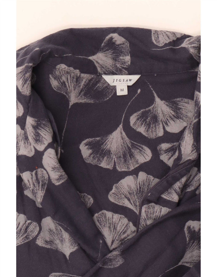 Bluză cămașă supradimensionată pentru femei Jigsaw UK 14 Medium Bleumarin Floral