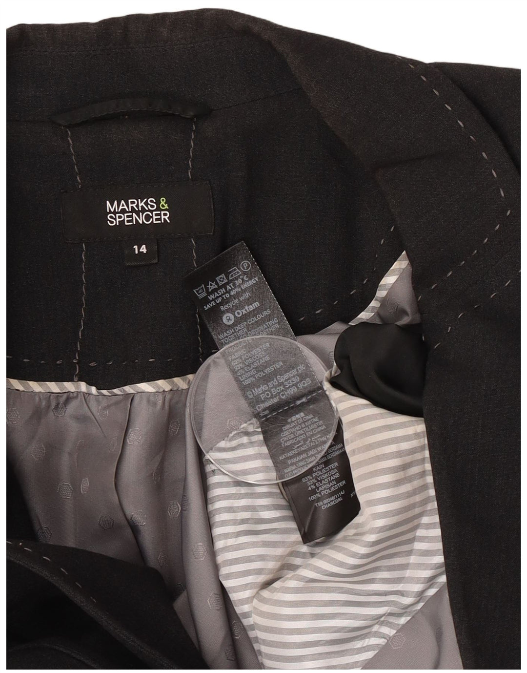 Jachetă pentru femei Marks & Spencer, cu 1 nasture, poliester negru mare UK 14