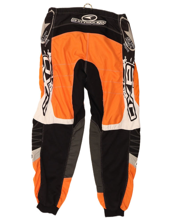 AXO Pantaloni grafici pentru curse de motociclete pentru bărbați EU 54 2XL W38 L30 Orange Colorblock