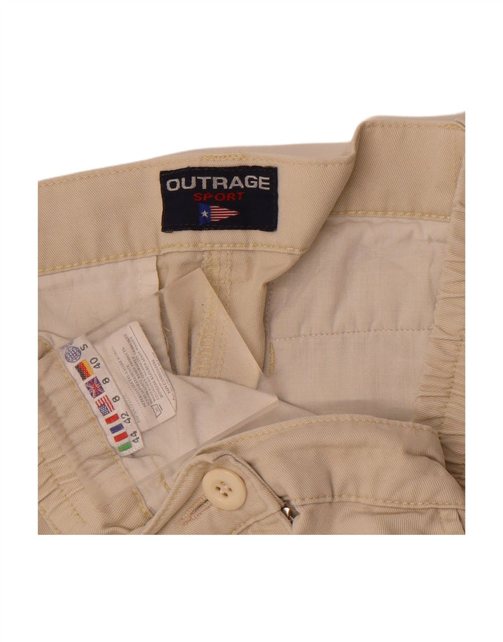 OUTRAGE Womens Cargo Shorts UK 8 Small W29 Beige Cotton