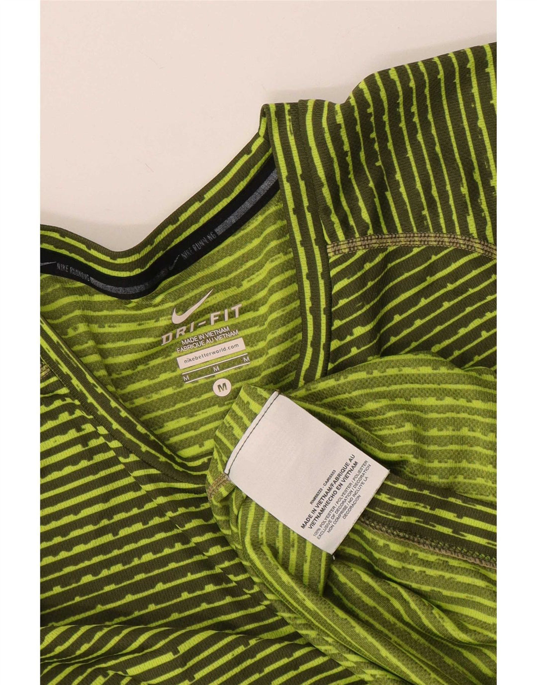 Tricou Nike Dri Fit pentru femei Top UK 14 Poliester cu dungi verzi medii