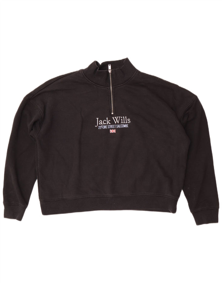 Pulover pentru femei Jack Wills cu grafic supradimensionat UK 16 Large Negru