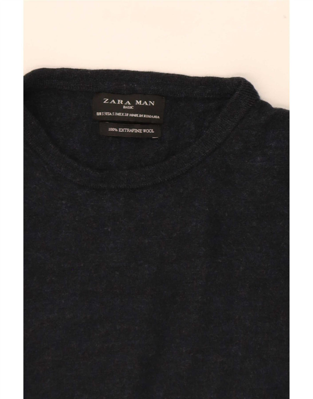 Pulover pentru bărbați Zara, cu gât crew, lână mică, albastru